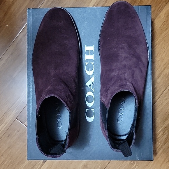Coach Suede Chelsea Boots Oxblood Size 7 - Picture 2 of 6